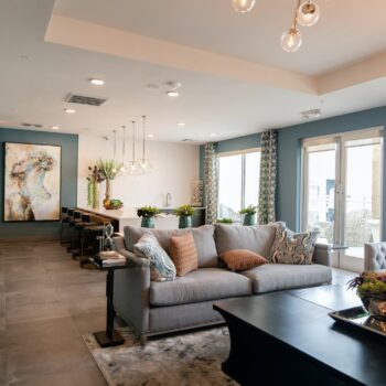 black wooden coffee table near white couch